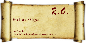 Reiss Olga névjegykártya